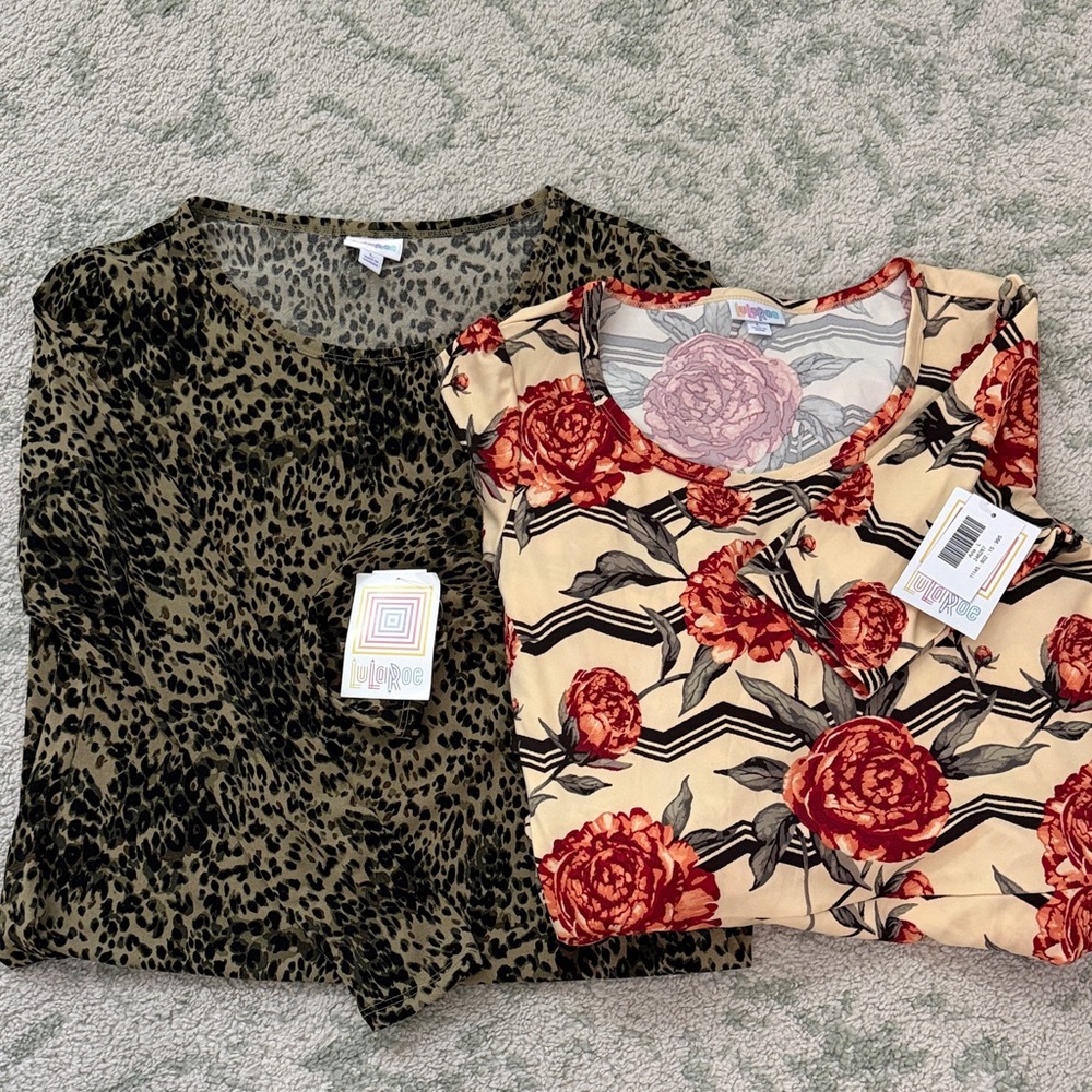 NWT Set of 2 LuLaRoe Dresses - Leopard Print and Floral Design $21 Size Lg